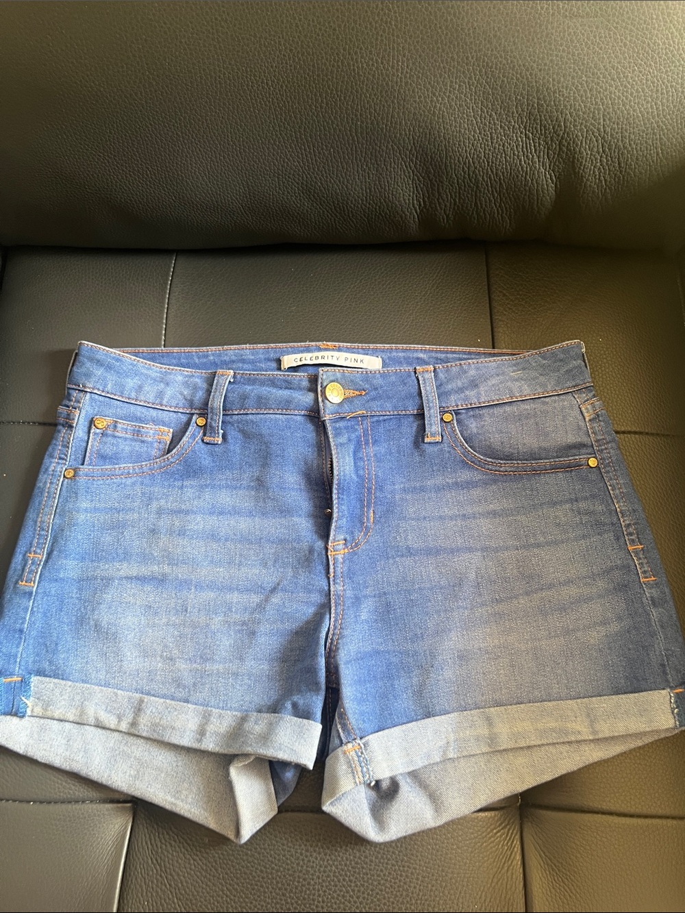 Celebrity Pink Blue Denim Cuffed Shorts